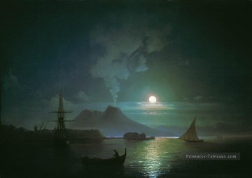 la baie de naples à la nuit de lune au vésuve Ivan Aivazovsky Peinture à l'huile
